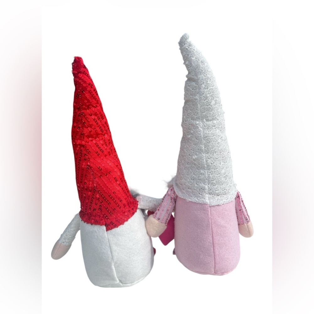 Valentine Gnome Couple Plush Holiday Decorations - Pink & Red - Picture 2 of 4
